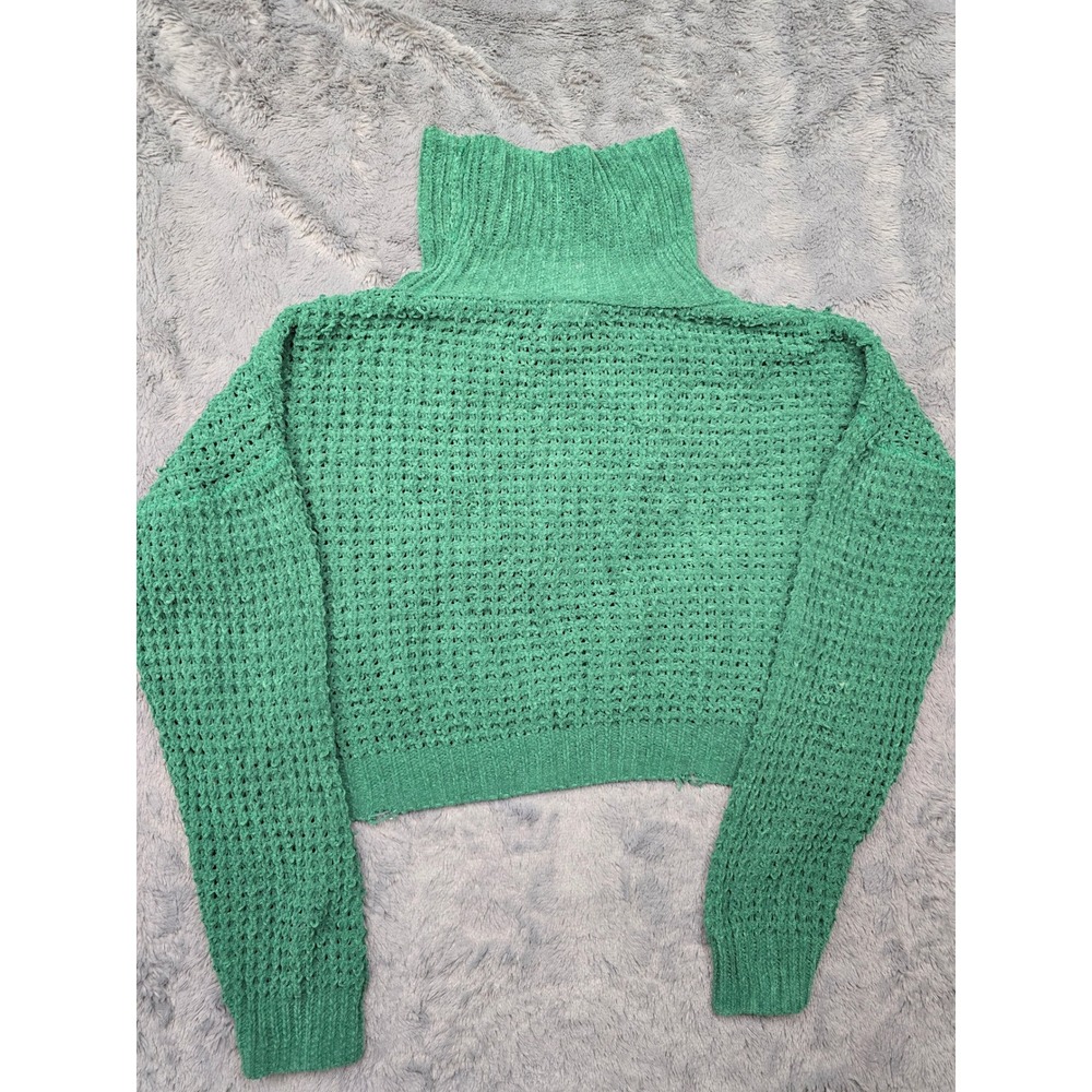 Belle Du Jour Green Chenille Cowl‎ Neck Cropped Sweater Womens XL Chunky Knit